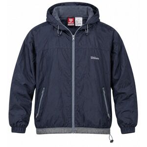 Wilson Advantage Windbreaker Jacket Large Navy Nylon Fleece Lined Full Zip